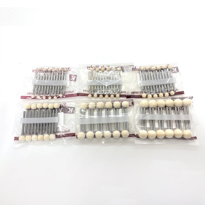 KENI Soft Wool Polishing Wheel Column Felt Buffing Grinding Pad Metal Handle Dremel Accessories Rotary Tools 12pcs
