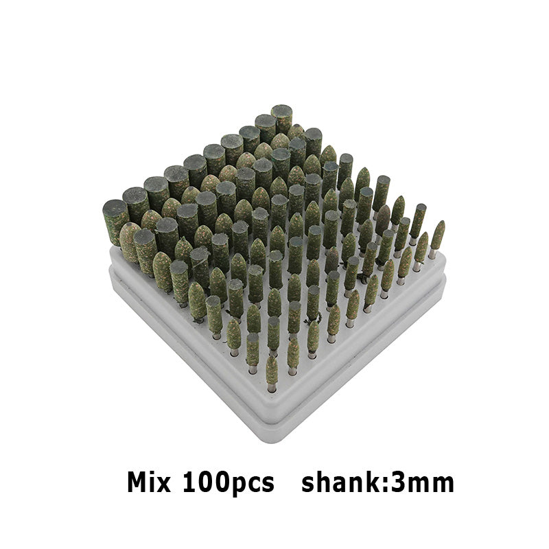 KENI Rubber Elastic Mounted Points Grinding Abrasive Head Points for Metal 100pcs Shank 3mm