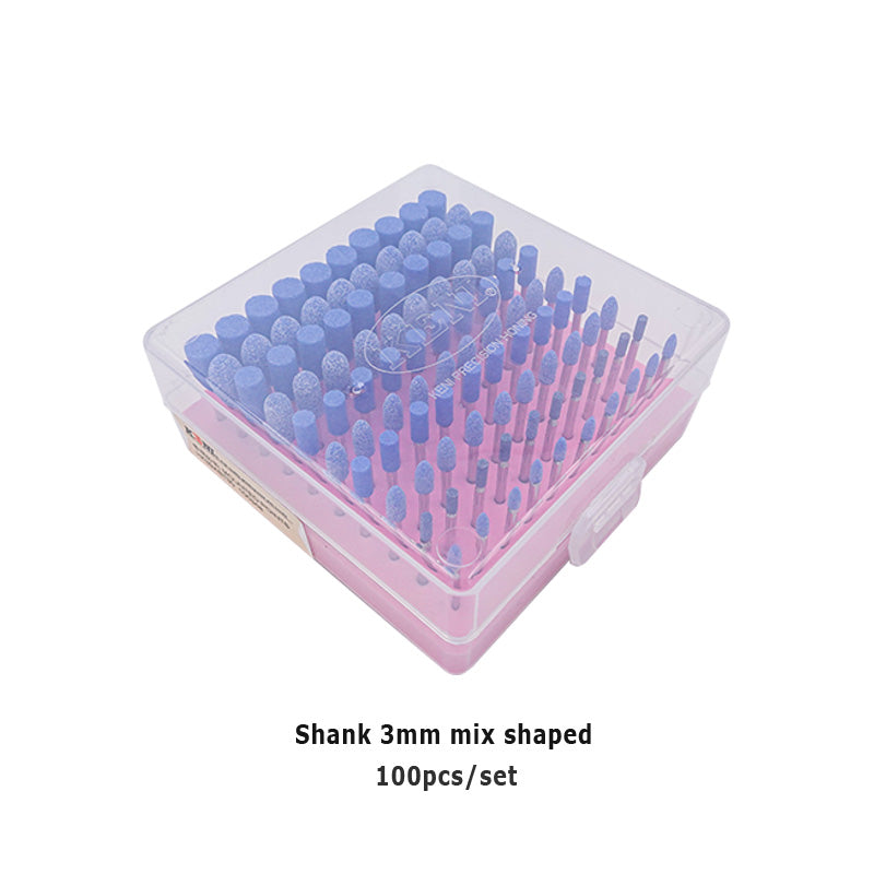 KENI 100pcs Blue Mounted Point Abrasive Grinding Mounted Head 3mm Shank