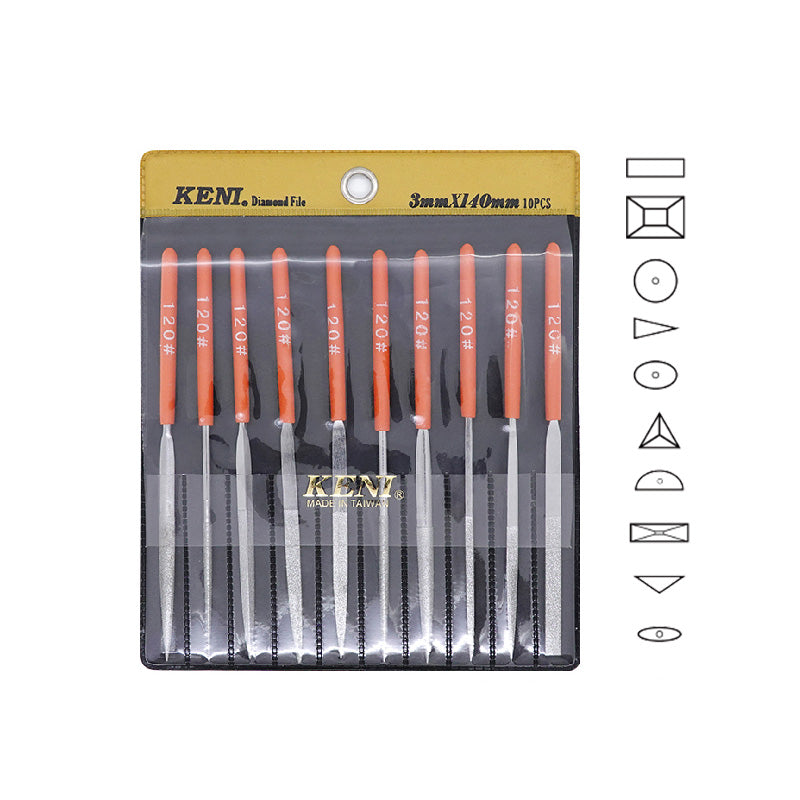 KENI Diamond Needle Files Set 120 Grit 10pcs