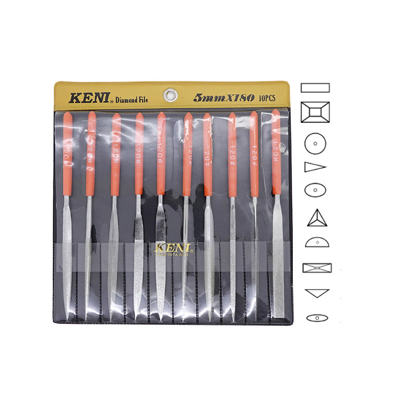 KENI Diamond Needle Files Set 120 Grit 10pcs