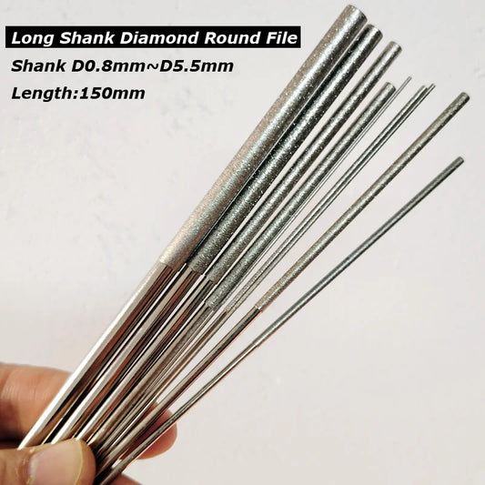 Long Shank Diamond Round Micro File D0.8mm~D5.5mm
