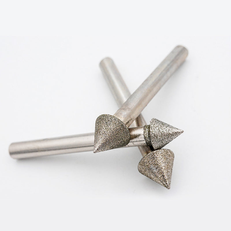 KENI 3pcs Diamond Mounted Points Cone Shape 3/6/8mm Shank