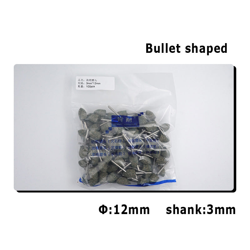 KENI Rubber Elastic Mounted Points Grinding Abrasive Head Points for Metal 100pcs Shank 3mm