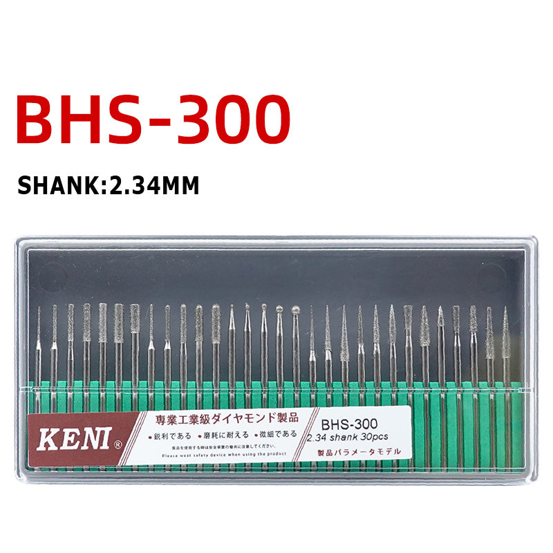 KENI 30pcs BHS-30 Diamond Mounted Points Set 2.34mm Shank