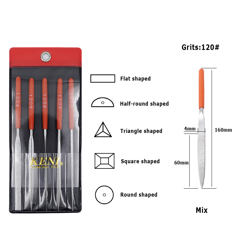 KENI Diamond Needle Files Set 120 Grit 5pcs