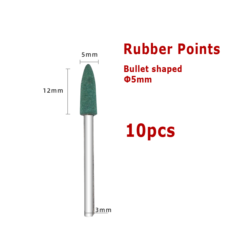 KENI Rubber Elastic Mounted Points Grinding Abrasive Head for Deburring 10pcs Shank 3mm